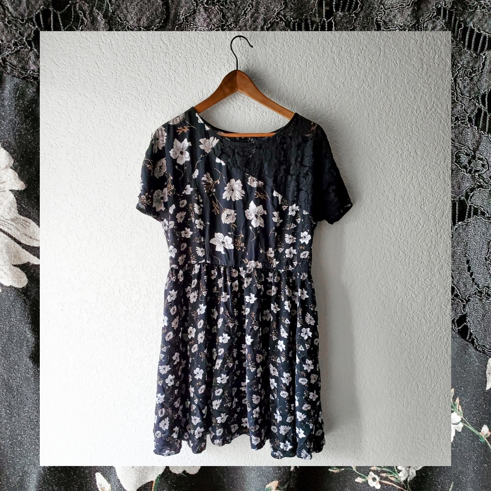 French Connection Black and White Floral Dress